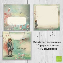Set de correspondance, 10 papiers à lettre avec enveloppes