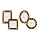 Set of 4 old black photo frames with gold border