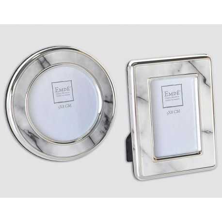 Set of 2 gray marble photo frames