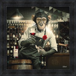 Monkey Wine Shop painting by Sylvain Binet 40x40