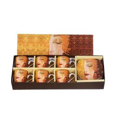 Ensemble 6 tasses à café G. Klimt larmes d'or