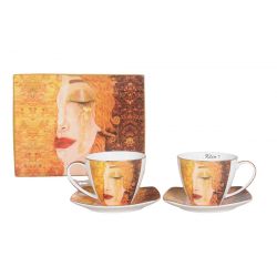 Coffret 2 tasses à café 250 ml G. Klimt larmes d'or