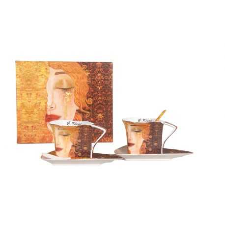 Set of 2 triangle cups, Golden Tears by G. Klimt