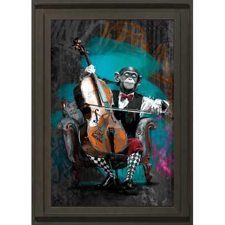 Painting The Cellist Monkey 61x81 by Romaric