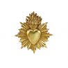 Ex-voto coeur flammes et soleil, couleur doré