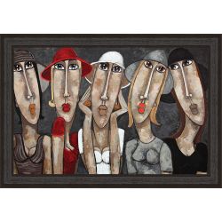 Table girls with hats by Martine Gonnin