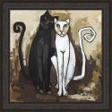 Black & White Cat Couple Painting 1 by Martine Gonnin