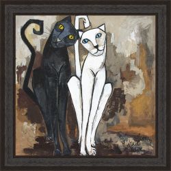 Tableau Couple Chat noir & Blanc 3 par Martine Gonnin