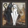 Black & White Cat Couple Painting 3 by Martine Gonnin