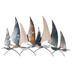 Sculpture stylized boats in metal
