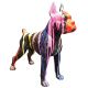 Colorful Boxer dog statue, designed for the outdoors.
