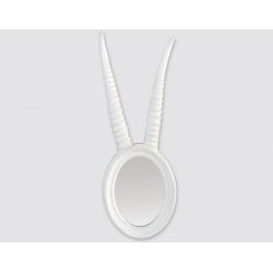 Miroir ovale blanc avec cornes de Gazelle