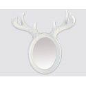 White oval mirror with moose horns