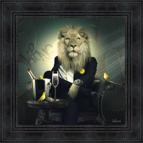 Tableau Lion chesterfield photo par Sylvain Binet 40x40