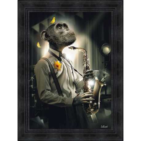 The sax monkey painting by Sylvain Binet 50x70