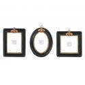 Set of 3 black photo frames with golden bee