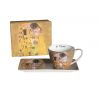 Coffret tasse 250 ml et sous tasse G. Klimt larmes d'or