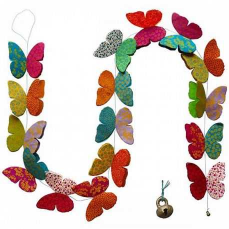 Double butterfly garland, multicolored 3D effect, graphics