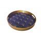 Round tray, art deco color blue and gold