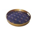 Round tray, art deco color blue and gold