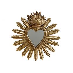 Miroir Ex-Voto coeur soleil doré