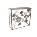 Design console in metal decorated with floral atmosphere