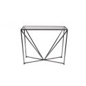 Triangle pattern console in metal and tempered glass