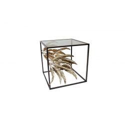 Bolster, side table in metal with golden foliage