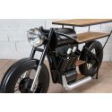 Meuble métal en forme de moto avec 4 étagères bois