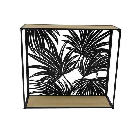 Metal & wood console with Bora Bora design laser-cut palm tree backgrounds