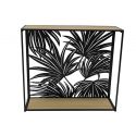 Metal & wood console with palm tree background