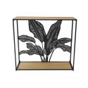 Console métal & bois avec fond feuilles de bananier