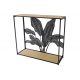 Metal & wood console with banana leaf background