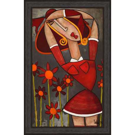 All red painting by Martine Gonnin 73 x 103