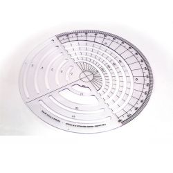 Creacourbes, graduated round ruler with template of curves and ovals