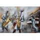 Rectangular painting orchestra Jazz, sax, metal piano